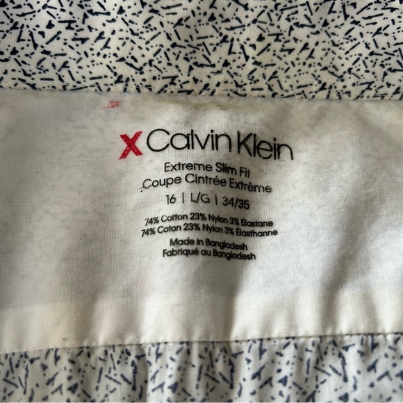 Calvin Klein men’s extreme slim fit, white and blue dress shirt size large - Picture 3 of 9